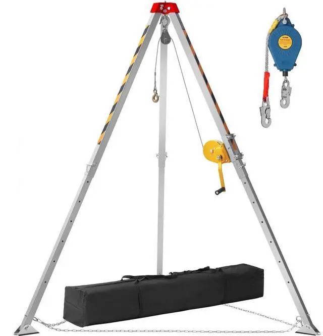 Alt view image 3 of 3 - VEVOR Confined Space Tripod Kit, Confined Space Tripod 7' Legs Bracket and 98' Cable, Confined Space Rescue Tripod 32.8' Fall Protection, 1200 lbs Winch, Storage Bag