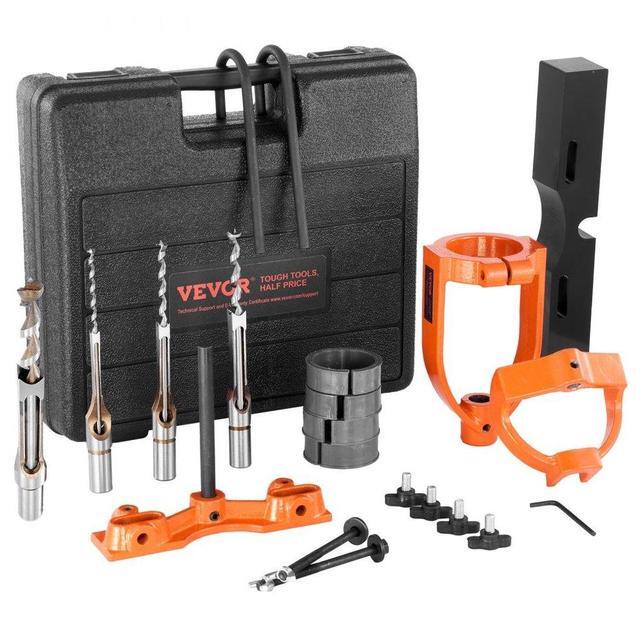 Alt view image 2 of 2 - VEVOR Mortising Attachment for Drill Press, 4 Model Drills Square Hole Chisel Set, Bench Drill Locator Set Mortise and Tenon Tools with 5 Bushings, for Woodworking Mortising Tenoning Drilling Machine