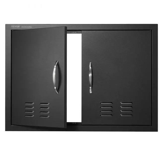 Alt view image 2 of 2 - VEVOR BBQ Access Door, 30W x 21H Inch Double Outdoor Kitchen Door, Cold Plate Flush Mount Door, Wall Vertical Door with Handles and Ventss, for BBQ Island, Grilling Station, Outside Cabinet