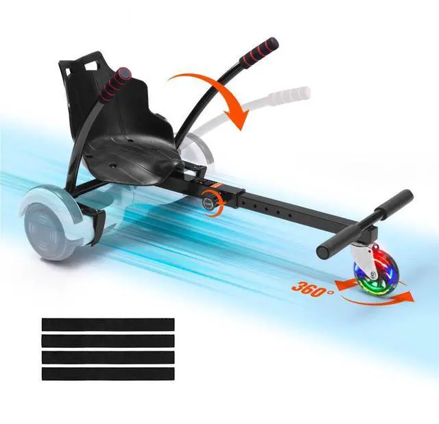 Alt view image 2 of 2 - VEVOR Hoverboard Seat Attachment, for 6.5" 8" 8.5" 10" Hoverboards, with LED Lights, Grips Control, Adjustable Frame Length and 220 LBS Load Capacity, Hover Board Go Karts Accessory, for Kids Adults