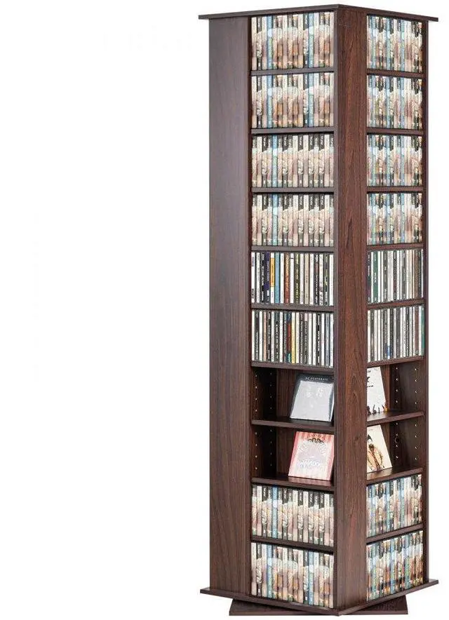 Alt view image 2 of 9 - VEVOR Media Storage Cabinet, 4-Layer DVD Shelf Holds 1040 CDs, Adjustable CD Shelves 34 Compartments, Protects & Organizes Music, Movie, Video Games or Memorabilia Collections, Nut-brown