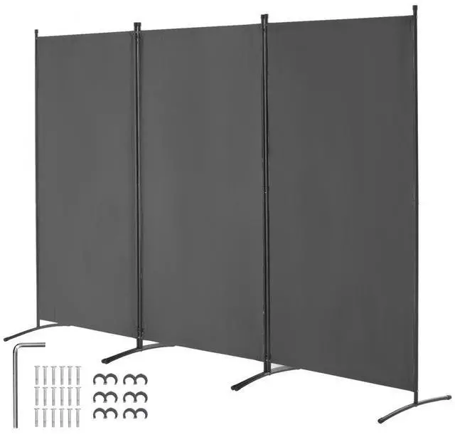 Alt view image 2 of 2 - VEVOR  Room Divider, 3 Panel Room Divider, Folding Privacy Screen and Portable Partition Divider for Room Separation, Freestanding Room Partitions for Office, Bedroom, Living Room, Grey
