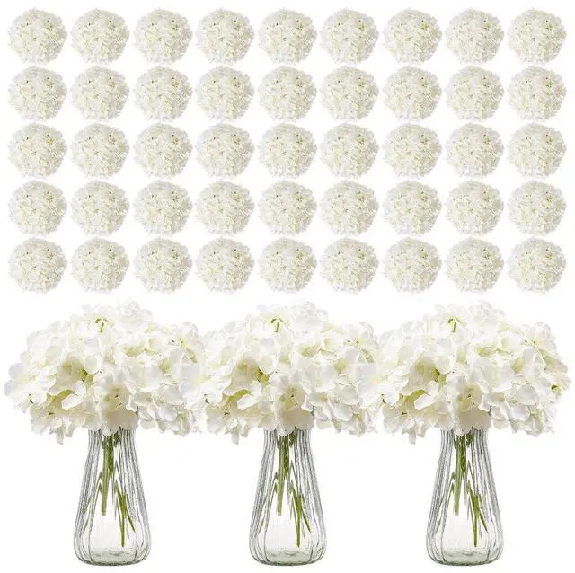 Main image of 305 Pcs Artificial Silk Hydrangea Flowers 9.8 In Bouquet Arrangement White
