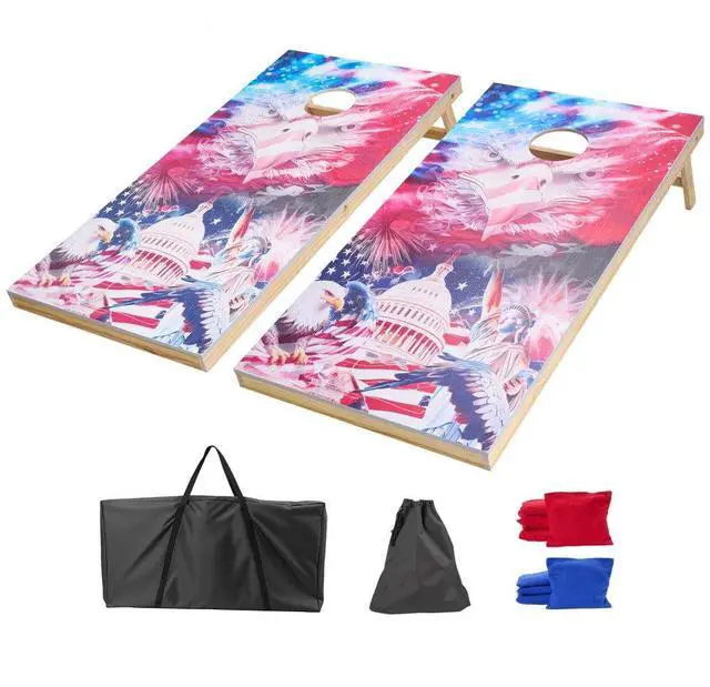 Main image of 4x2ft Cornhole Set Portable Corn Hole Toss Game Board Wood 8 Bean Bag Carry Case
