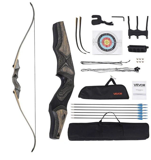 Main image of 60in Takedown Recurve Bow Wooden Bow Arrow Kit Right Hand Hunting Practice 45lbs