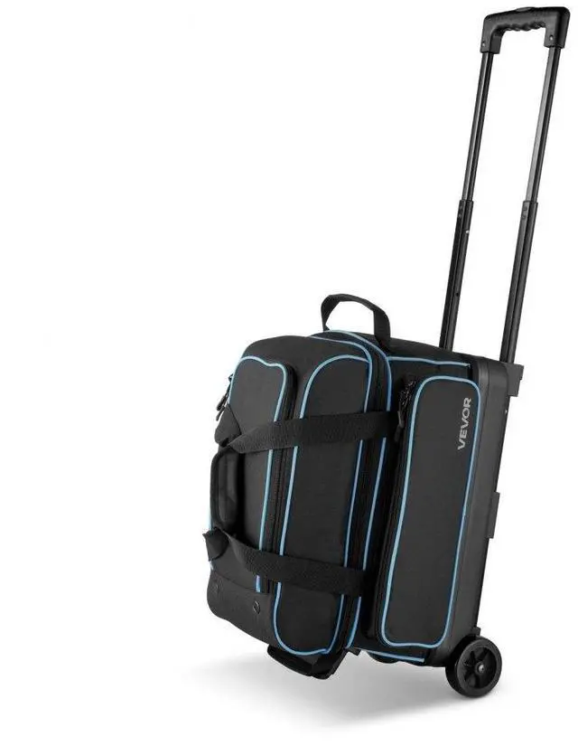 Main image of 2 Ball Bowling Bag with Wheels Double Roller Bowling Bag with Shoe Compartment