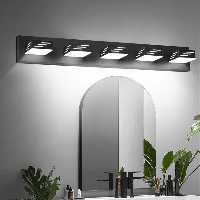Main image of 5-Light LED Modern Bathroom Vanity Light Fixtures 33.46-Inch Wall Light Fixtures