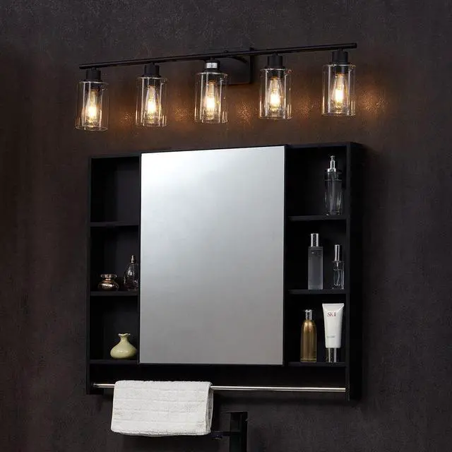 Main image of 5-Light Modern Bathroom Vanity Light 37.1-Inch Wall Light Fixtures Over Mirror