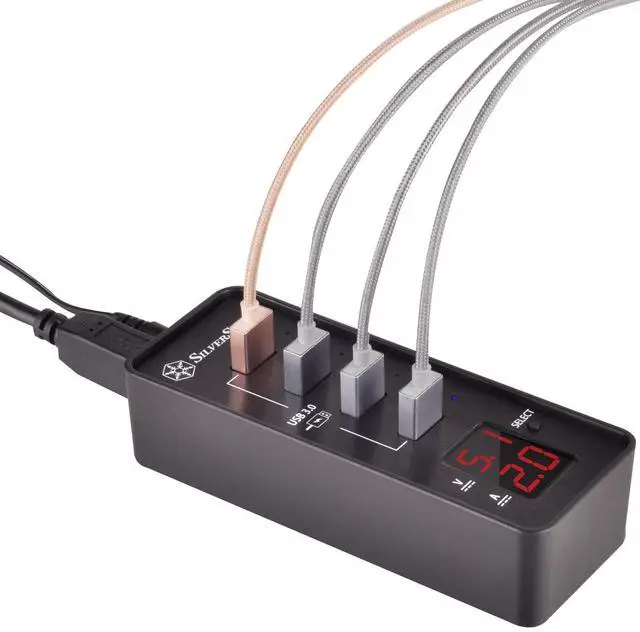 Alt view image 7 of 10 - A smart four port USB 3.0 hub with fast charging and power meter