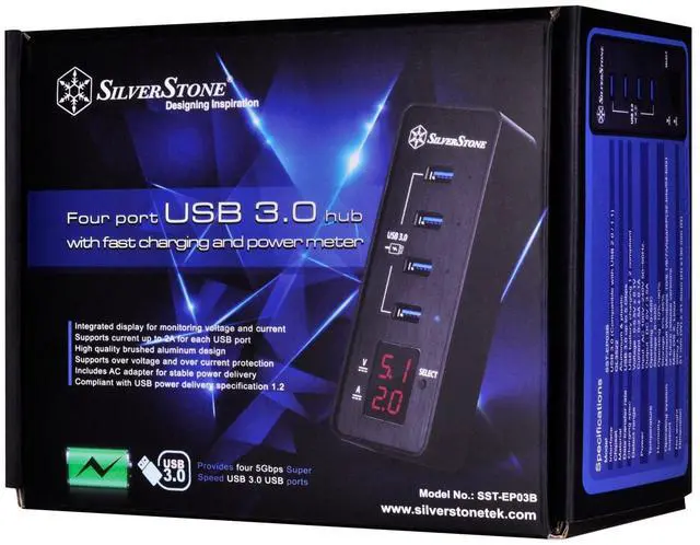 Alt view image 10 of 10 - A smart four port USB 3.0 hub with fast charging and power meter