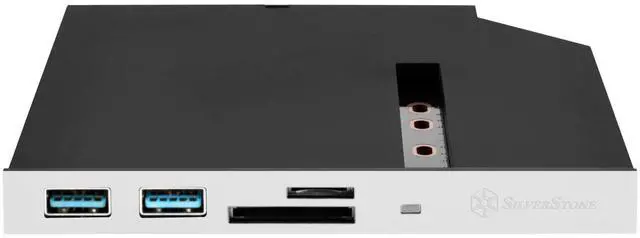 Alt view image 3 of 9 - Black (with white replace panel), 12.7mm tray loading type slim ODD bay, 2 * USB3.0 A type, Cardreader, Support SDXC / Micro SDXC, 1 * M.2 SATA type SSD slot