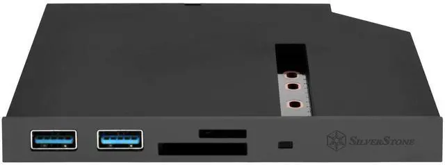 Alt view image 4 of 9 - Black (with white replace panel), 12.7mm tray loading type slim ODD bay, 2 * USB3.0 A type, Cardreader, Support SDXC / Micro SDXC, 1 * M.2 SATA type SSD slot