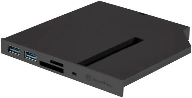 Alt view image 6 of 9 - Black (with white replace panel), 12.7mm tray loading type slim ODD bay, 2 * USB3.0 A type, Cardreader, Support SDXC / Micro SDXC, 1 * M.2 SATA type SSD slot