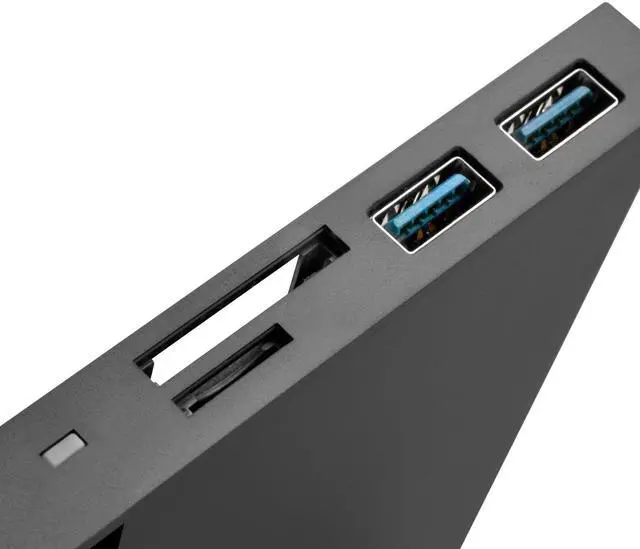 Alt view image 9 of 9 - Black (with white replace panel), 12.7mm tray loading type slim ODD bay, 2 * USB3.0 A type, Cardreader, Support SDXC / Micro SDXC, 1 * M.2 SATA type SSD slot