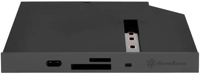 Alt view image 3 of 8 - Black (with white replace panel), 12.7mm tray loading type slim ODD bay, 1 * USB3.0 C type, Cardreader, Support SDXC / Micro SDXC, 1 * M.2 SATA type SSD slot