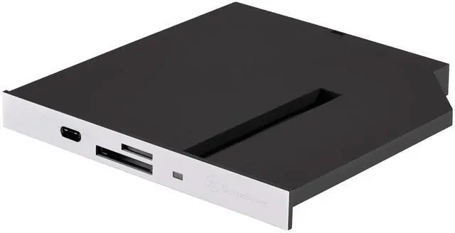 Alt view image 4 of 8 - Black (with white replace panel), 12.7mm tray loading type slim ODD bay, 1 * USB3.0 C type, Cardreader, Support SDXC / Micro SDXC, 1 * M.2 SATA type SSD slot