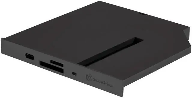 Alt view image 5 of 8 - Black (with white replace panel), 12.7mm tray loading type slim ODD bay, 1 * USB3.0 C type, Cardreader, Support SDXC / Micro SDXC, 1 * M.2 SATA type SSD slot