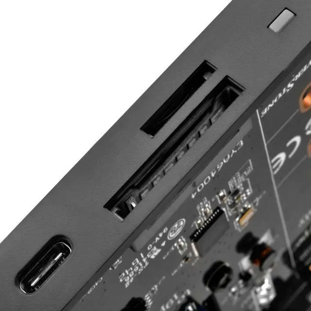 Alt view image 8 of 8 - Black (with white replace panel), 12.7mm tray loading type slim ODD bay, 1 * USB3.0 C type, Cardreader, Support SDXC / Micro SDXC, 1 * M.2 SATA type SSD slot