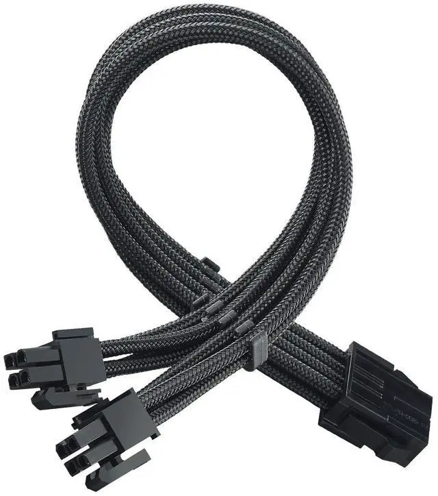 Alt view image 8 of 14 - SST-PP07E-EPS8B,  4+4 pin black sleeve extension cable, 18AWG, black cable comb x 4