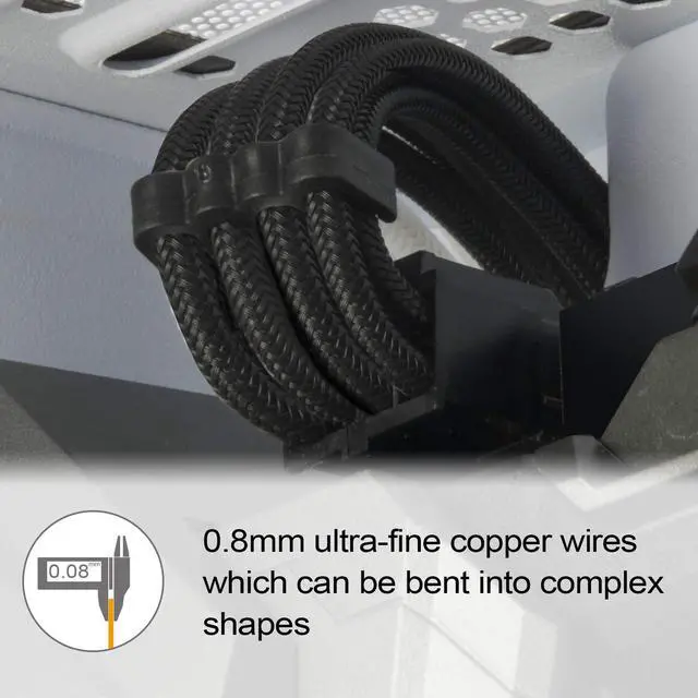 Alt view image 10 of 14 - SST-PP07E-EPS8B,  4+4 pin black sleeve extension cable, 18AWG, black cable comb x 4