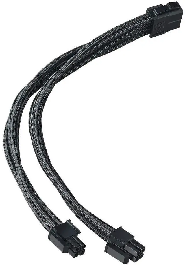 Alt view image 12 of 14 - SST-PP07E-EPS8B,  4+4 pin black sleeve extension cable, 18AWG, black cable comb x 4
