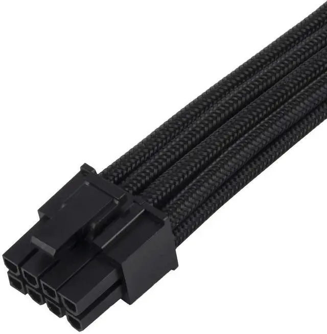 Alt view image 13 of 14 - SST-PP07E-EPS8B,  4+4 pin black sleeve extension cable, 18AWG, black cable comb x 4
