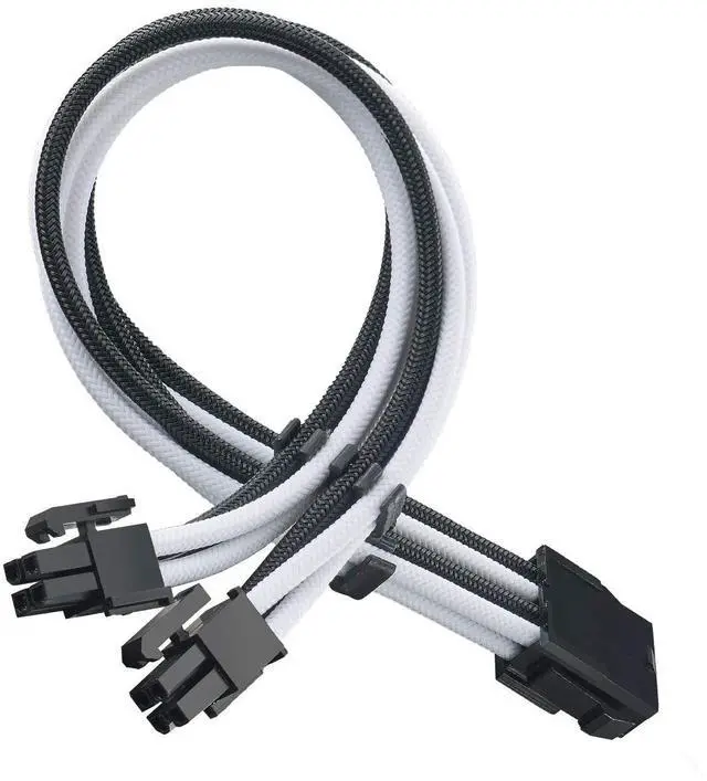 Alt view image 8 of 14 - SST-PP07E-EPS8BW,  4+4 pin black-white sleeve extension cable, 18AWG, black cable comb x 4