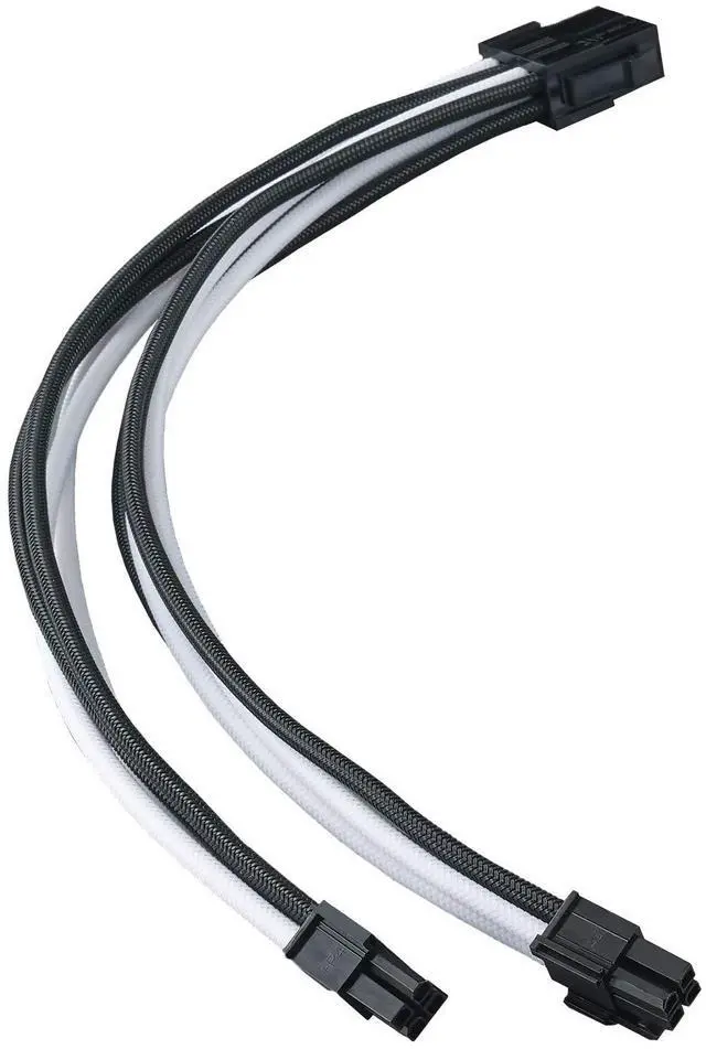 Alt view image 12 of 14 - SST-PP07E-EPS8BW,  4+4 pin black-white sleeve extension cable, 18AWG, black cable comb x 4