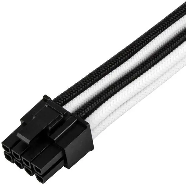 Alt view image 13 of 14 - SST-PP07E-PCIBW,  6+2pin black-white sleeve extension cable, 18AWG, black cable comb x 4