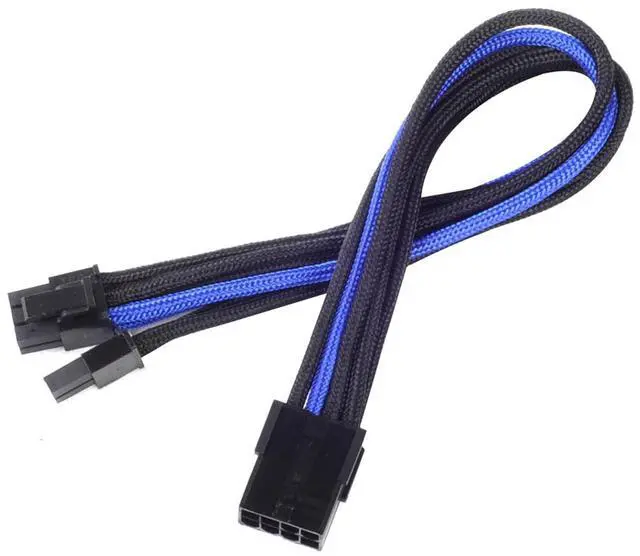 Main image of Silverstone PP07-PCIBA Sleeved Power Supply Extension Cable with 1 x 8-pin PCIe to 8-pin PCIe Connector, Black and Blue, SST-PP07-PCIBA