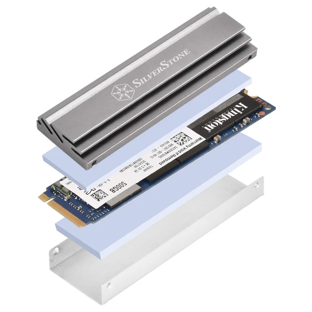 Alt view image 5 of 7 - SilverStone Technology TP04 Aluminum Alloy M.2 SSD Cooling kit, TAA Compliant