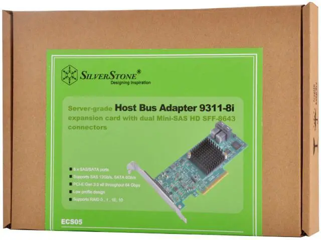 Alt view image 6 of 10 - Server-grade Host Bus Adapter 9311-8i expansion card with dual Mini-SAS HD SFF-8643connectors