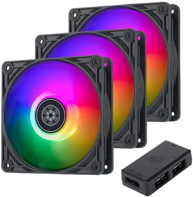 Alt view image 2 of 8 - SilverStone Technology Vista 120 ARGB 3 Fan Pack with ARGB Controller, SST-VS120B-ARGB-3PK