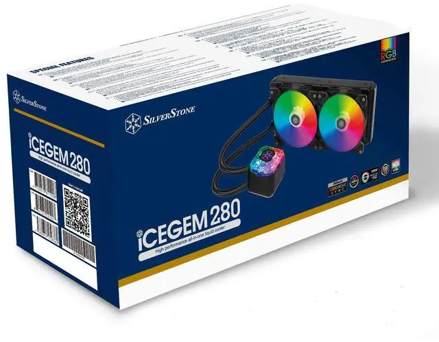 Alt view image 9 of 14 - Silverstone IceGem 280, 280mm high-performance ARGB AIO liquid cooler with 2 x 140mm ARGB fans