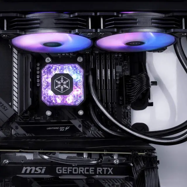 Alt view image 13 of 14 - Silverstone IceGem 280, 280mm high-performance ARGB AIO liquid cooler with 2 x 140mm ARGB fans