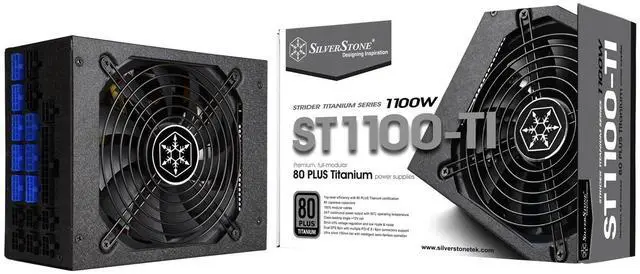 Main image of SilverStone Technology ST1100-TI, 80 Plus Titanium 1100W Fully Modular ATX/PS2 Power Supply, SST-ST1100-TI-X