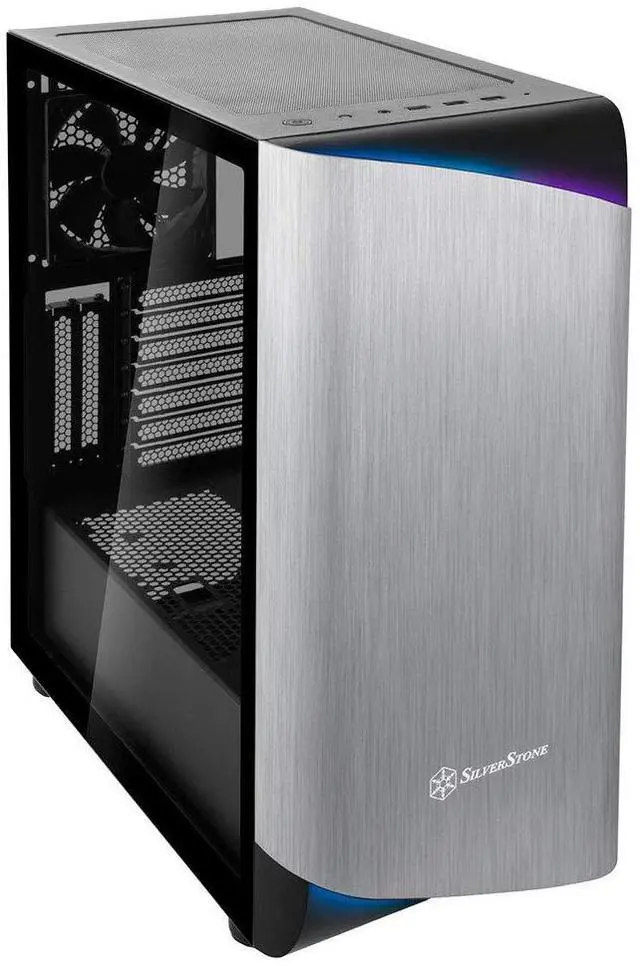 Alt view image 9 of 14 - ATX Case/ ARGB Lighting/ 200mmx2+120mm Black Fan x1/Type Cx1+U3x2+CITA Audio x1/3.5"x2+2.5"x6 / TG Side Panel /Silver AL Bezel+ Black Body