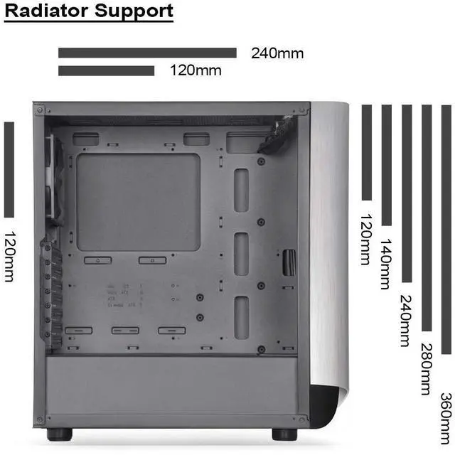 Alt view image 10 of 14 - ATX Case/ ARGB Lighting/ 200mmx2+120mm Black Fan x1/Type Cx1+U3x2+CITA Audio x1/3.5"x2+2.5"x6 / TG Side Panel /Silver AL Bezel+ Black Body