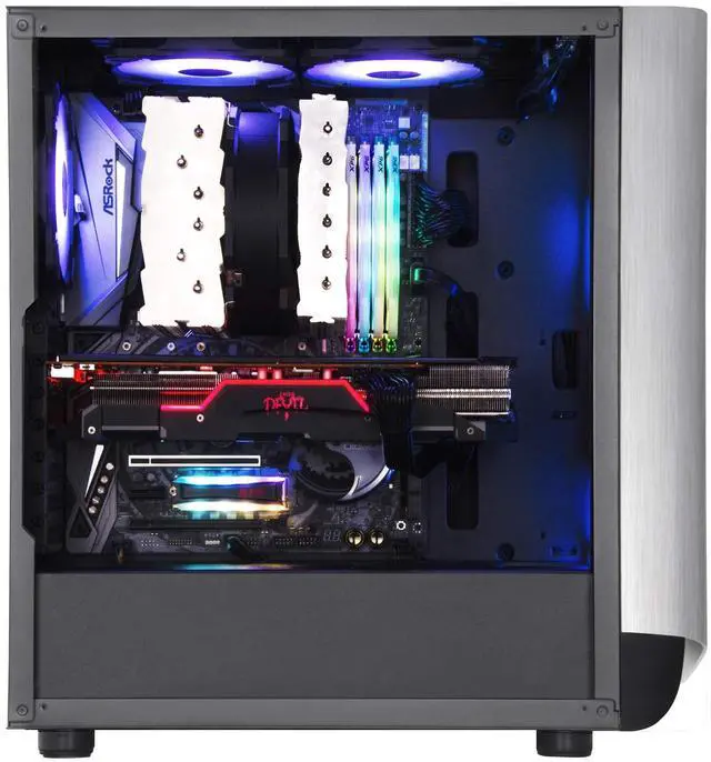 Alt view image 14 of 14 - ATX Case/ ARGB Lighting/ 200mmx2+120mm Black Fan x1/Type Cx1+U3x2+CITA Audio x1/3.5"x2+2.5"x6 / TG Side Panel /Silver AL Bezel+ Black Body