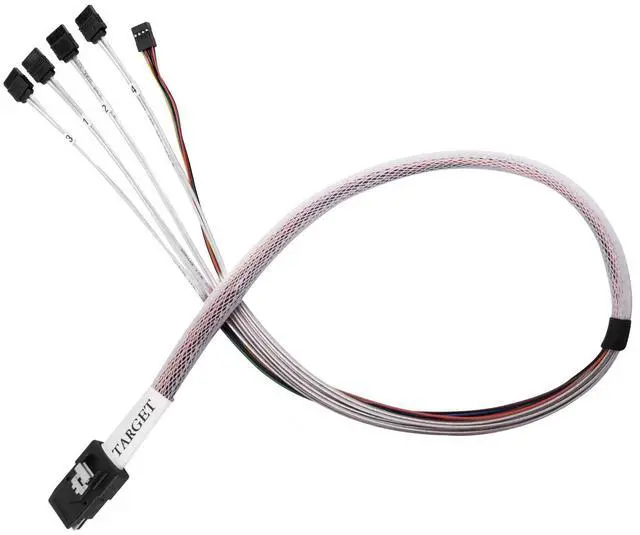 Alt view image 2 of 8 - 36 pin MiniSAS SFF-8087(Target) to SATA 7pin(HOST)+SIDEBAND cable 0.5M