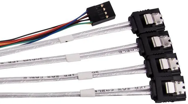 Alt view image 3 of 8 - 36 pin MiniSAS SFF-8087(Target) to SATA 7pin(HOST)+SIDEBAND cable 0.5M