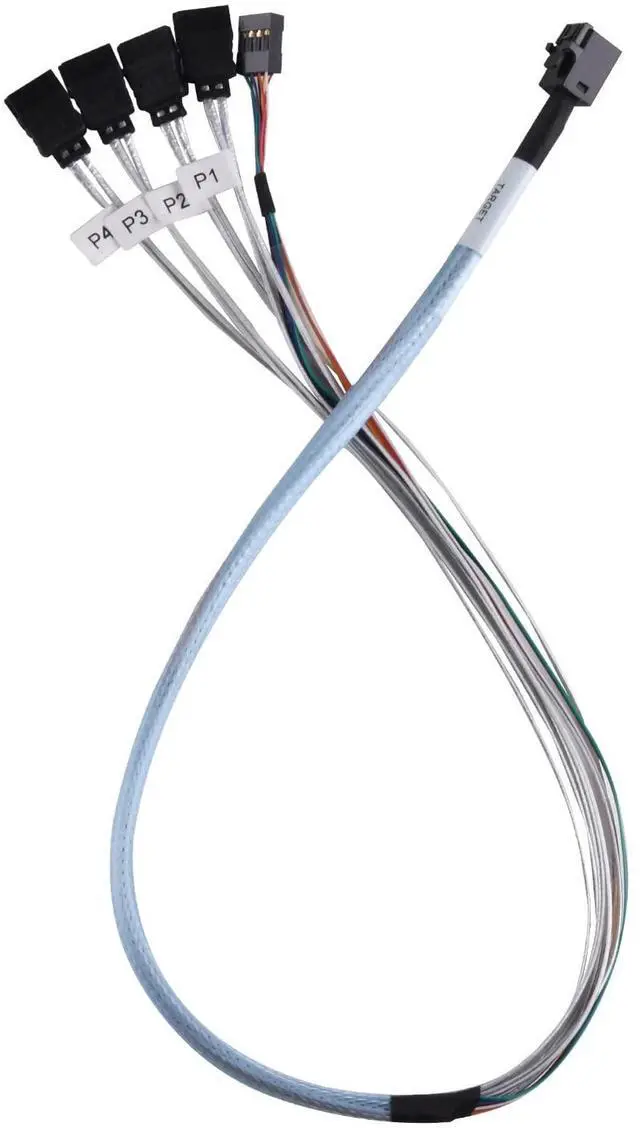 Alt view image 2 of 8 - 36 pin MiniSAS SFF-8643(Target) to SATA 7pin(HOST)+SIDEBAND cable 0.6M