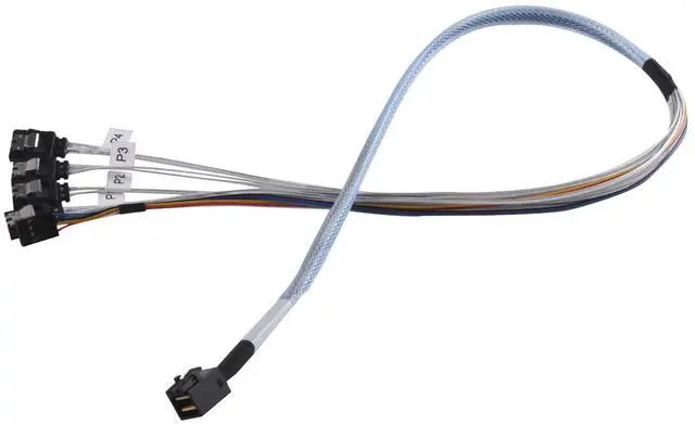 Alt view image 3 of 8 - 36 pin MiniSAS SFF-8643(Target) to SATA 7pin(HOST)+SIDEBAND cable 0.6M