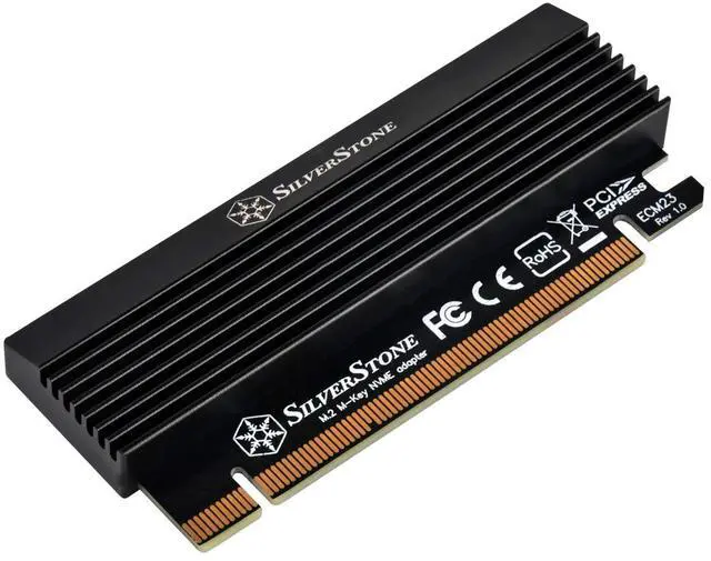 Alt view image 3 of 9 - M.2 NVMe SSD to PCIe Gen 3 X16 with heatsink and thermal pad adapter card, support up to 22X80mm M.2 SSD(M key)