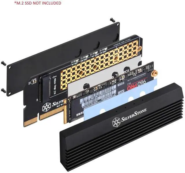 Alt view image 7 of 9 - M.2 NVMe SSD to PCIe Gen 3 X16 with heatsink and thermal pad adapter card, support up to 22X80mm M.2 SSD(M key)