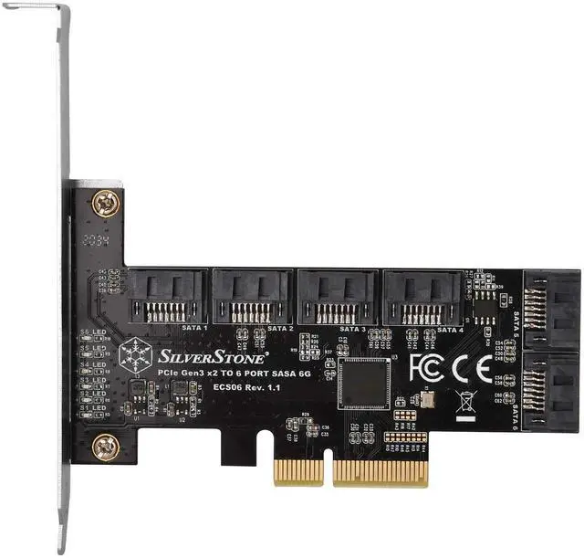 Alt view image 12 of 14 - silverstone technology ecs06 6 port sata gen3 (6gbps) non-raid pci express gen3 x2 card