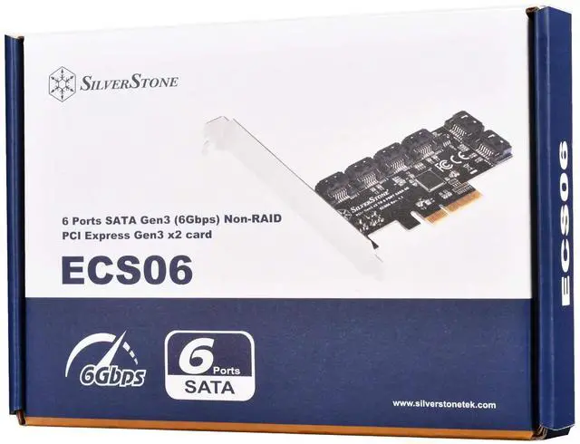 Alt view image 14 of 14 - silverstone technology ecs06 6 port sata gen3 (6gbps) non-raid pci express gen3 x2 card