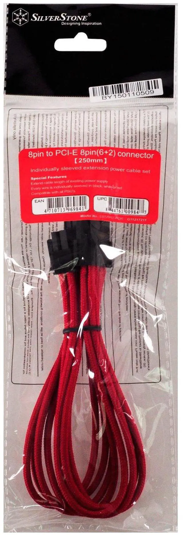 Alt view image 3 of 3 - PCIE-8pin to PCIE-6+2pin(250mm) Extension Power Cable