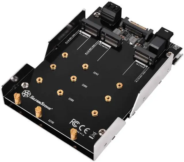 Alt view image 12 of 18 - 3.5" device bay to two M.2 SATA & one M.2 NVMe SSD adapter with 2x SATA cable includes