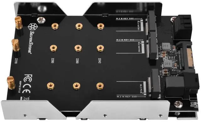 Alt view image 16 of 18 - 3.5" device bay to two M.2 SATA & one M.2 NVMe SSD adapter with 2x SATA cable includes